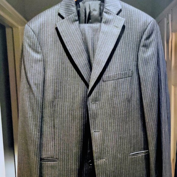 Wool Pinstripe Suit for Men - Arnold Brant 40L - T34 - Picture 1 of 9